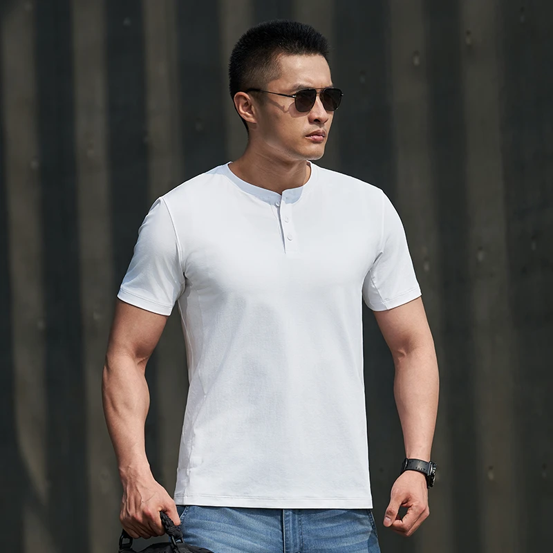 【龙牙】秘纤亨利领速干吸汗短袖T恤运动户外夏季休闲男士百搭弹力