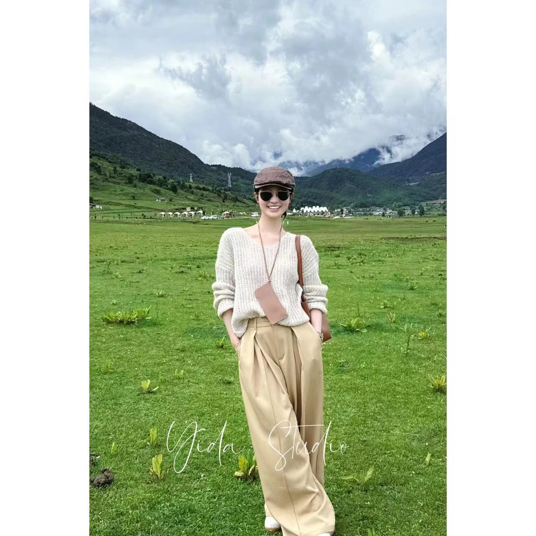 YIDA【初秋必备】秋季新款爆款神裤遮跨显瘦设计感阔腿垂坠感西装裤