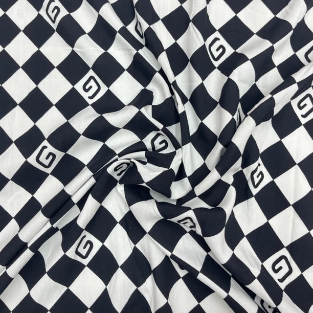 ［2米包邮］棋盘格棉绸面料连衣裙 阔腿裤夏凉被盖毯人造棉面料