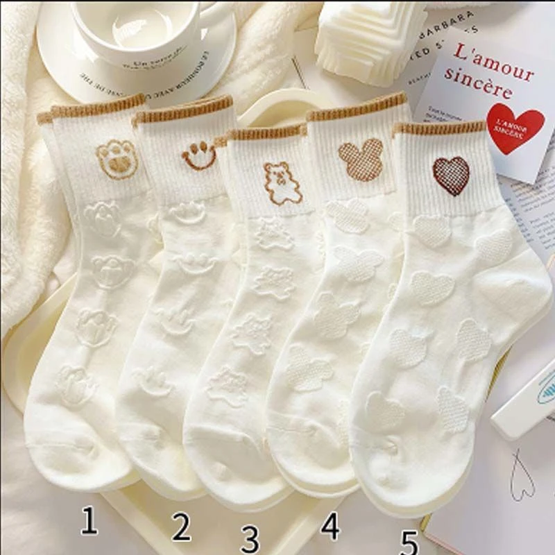 女士袜子四季百搭中筒袜学生白色可爱袜子吸湿排汗日系高颜值女袜