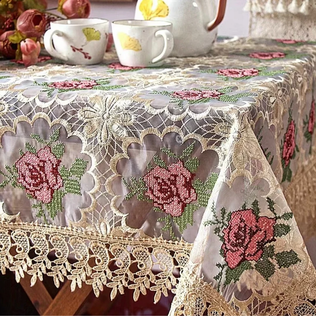 1991玻璃纱176*128牡丹花十字绣盖巾盖布