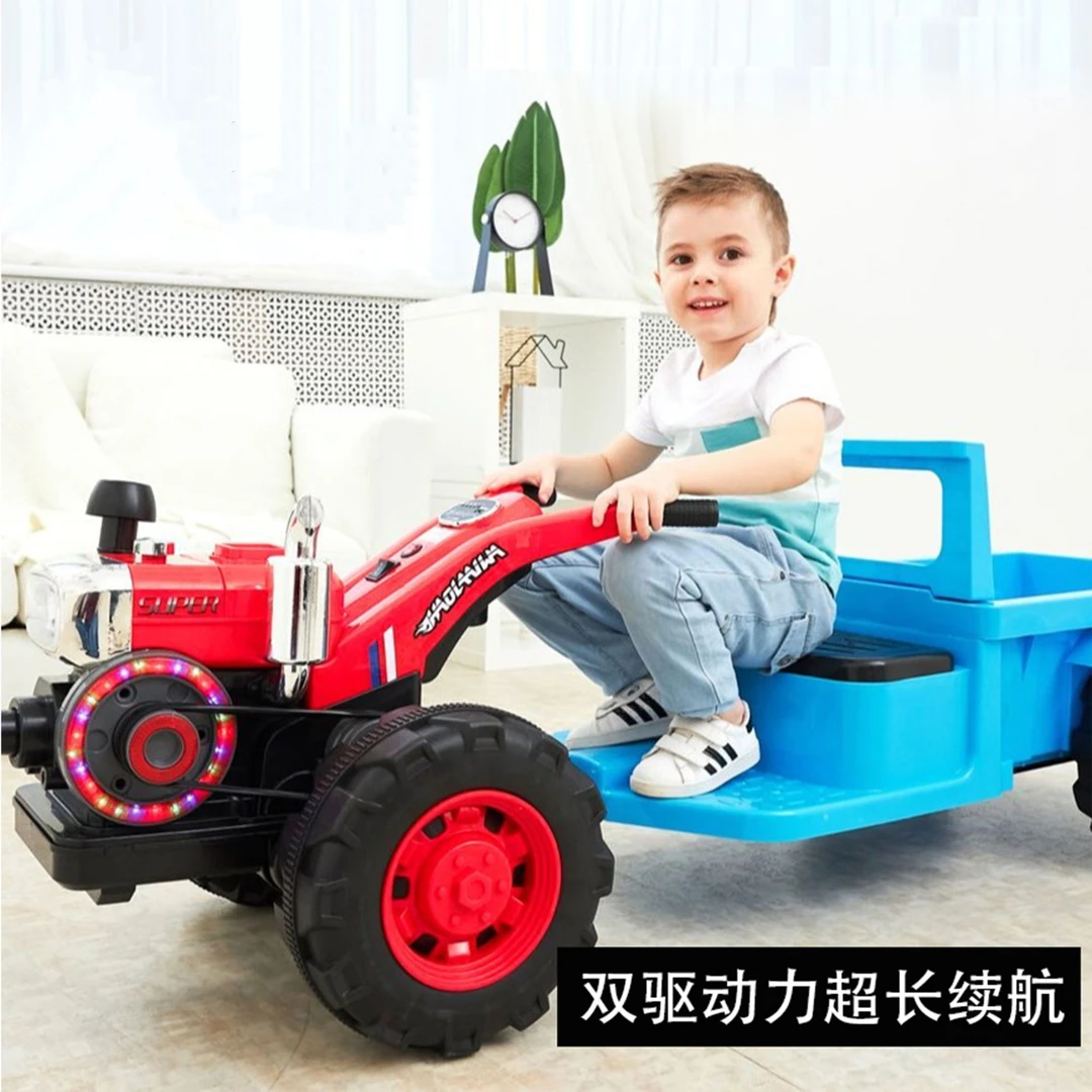 儿童手扶电动四轮拖拉机男女宝宝小孩1-15岁玩具可坐玩具车可充电