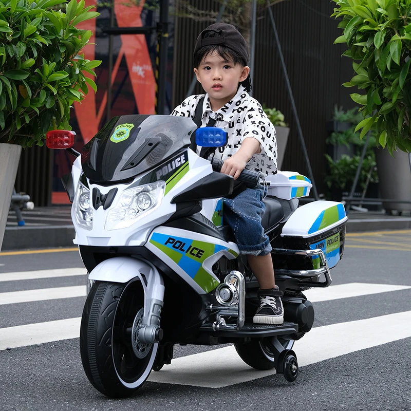 双人警车儿童电动摩托车小孩充电三轮车宝宝可坐人电瓶童车玩具车