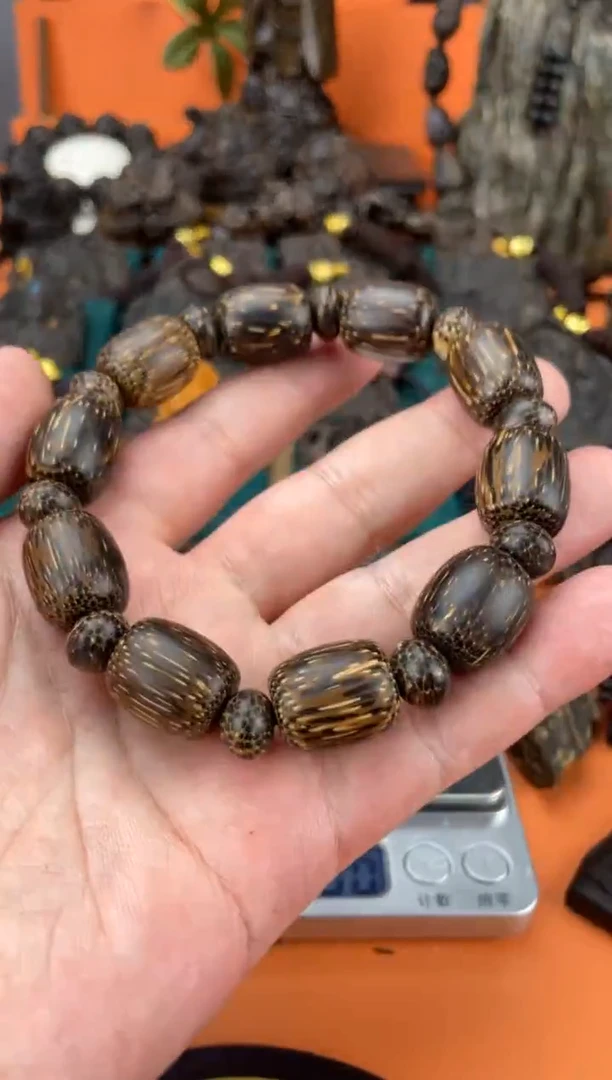 【闪购商品】香木海南金星沉16单圈桶珠配隔珠