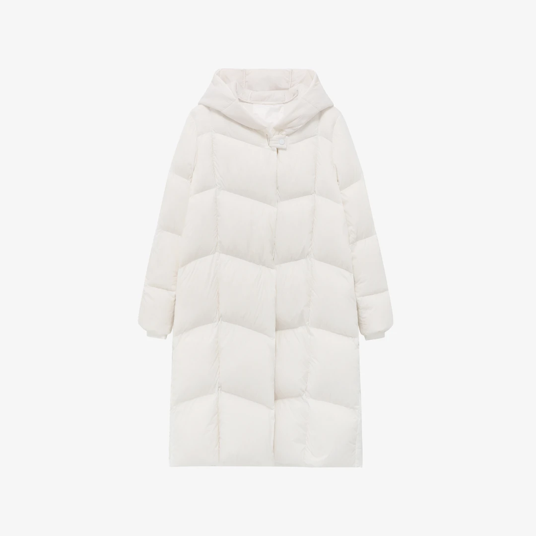 【锦一】"霜屿"长款纯色连帽保暖羽绒服3620-112