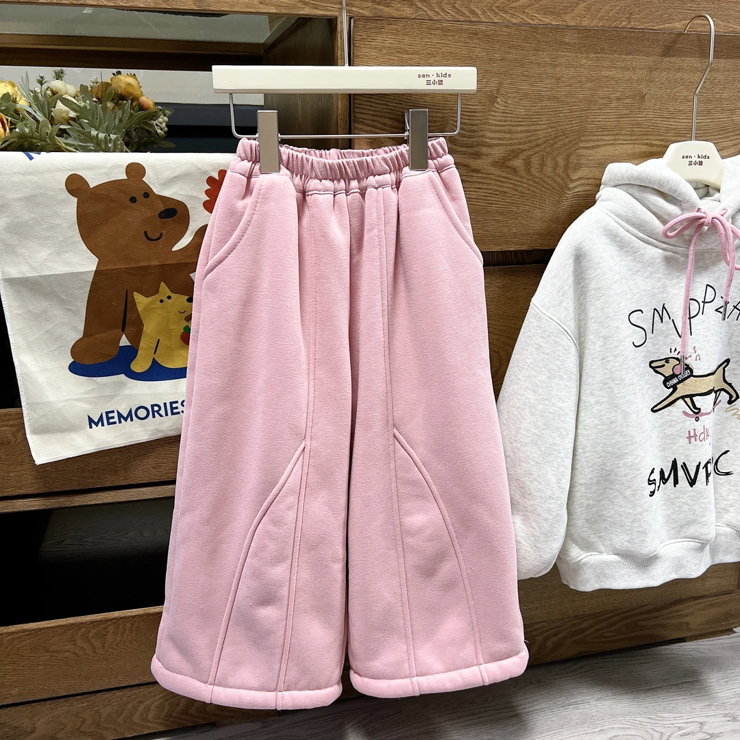 【断码福利冬 加厚绒】880120裤子 女童简约  韩版裤脚抽绳加绒裤子