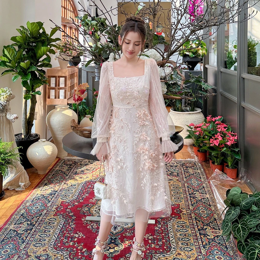 Marie Elie【ME专属】络樱仙子早春新款立体花连衣裙ETAE03M12726