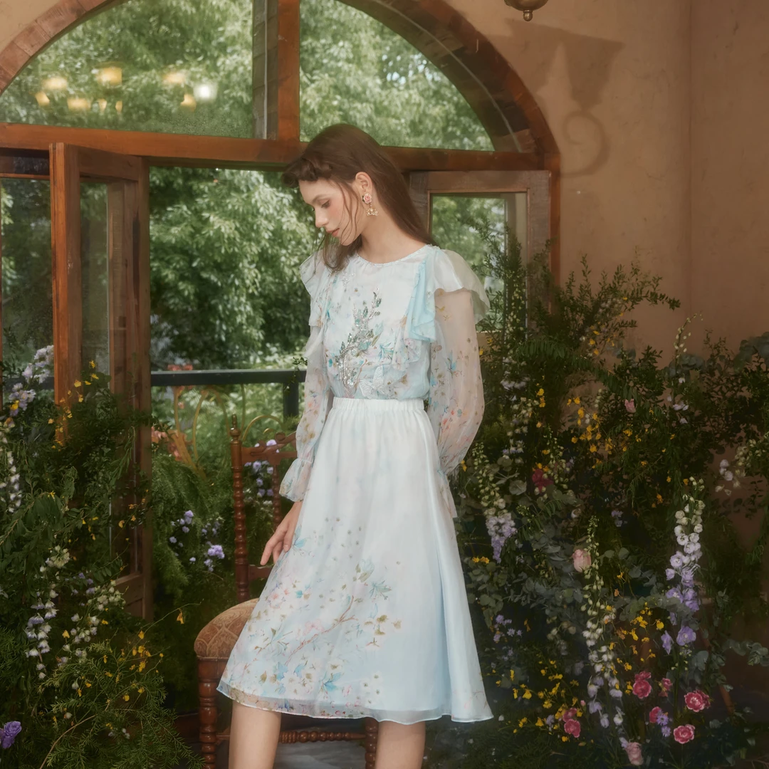 Marie Elie【ME专属】【冰蓝精灵】新款真丝印花套装EAE21W07655