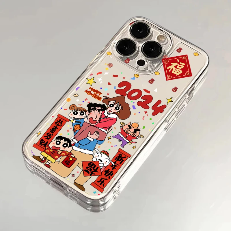 蜡笔小新拜年适用苹果15手机壳iPhone14太空12/13华为vivo小米opp