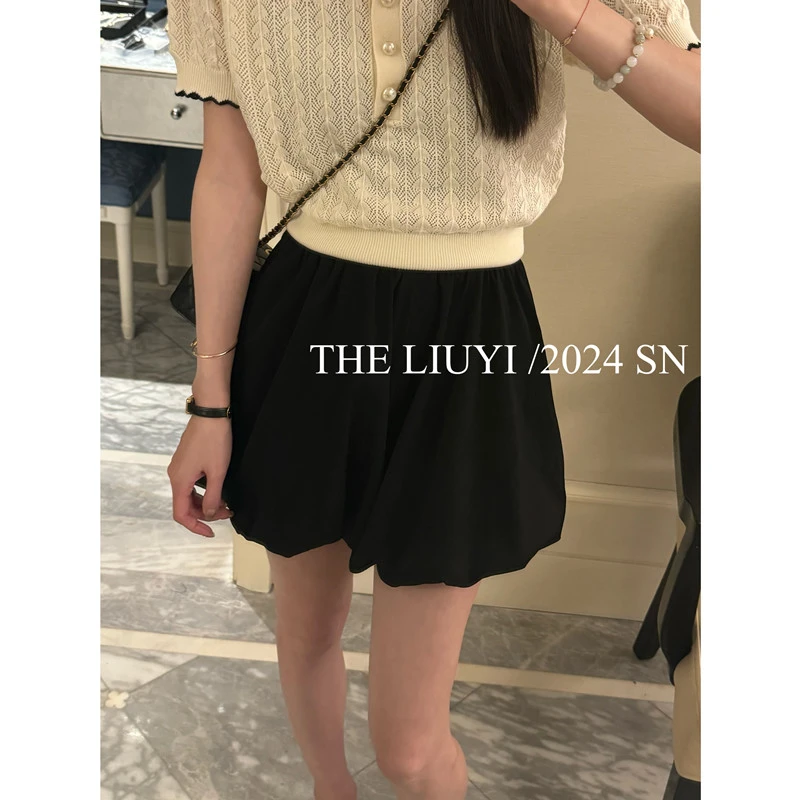 【LIUYI】花苞裙裤~高腰花苞显瘦短裤44125