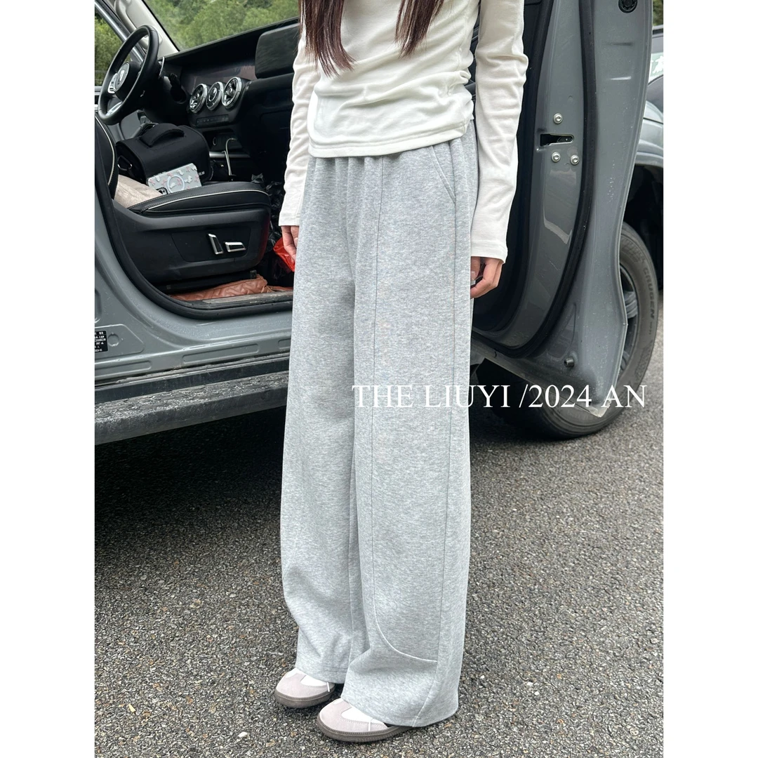 【LIUYI】弯刀裤~高腰休闲运动卫裤47303