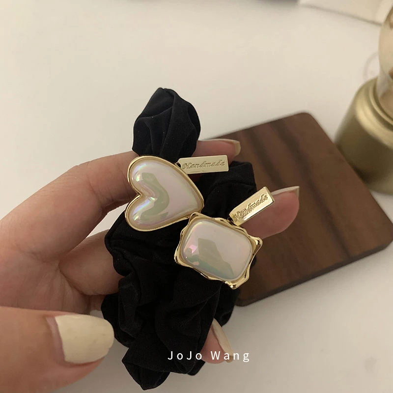 网红复古爱心大肠发圈头绳女高弹力扎头发皮筋马尾发饰高J感发绳