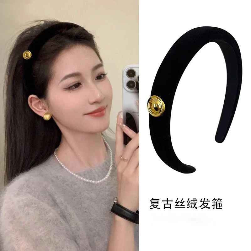 法式复古高档丝绒发箍女金标高级百搭ins风发饰发卡头戴头箍韩式