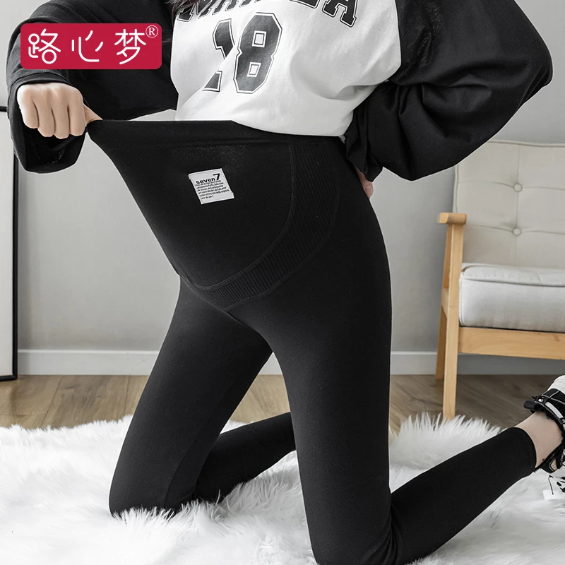 路心梦时尚孕妇打底裤外穿显瘦四季冬托腹舒适高弹可调加绒加厚女