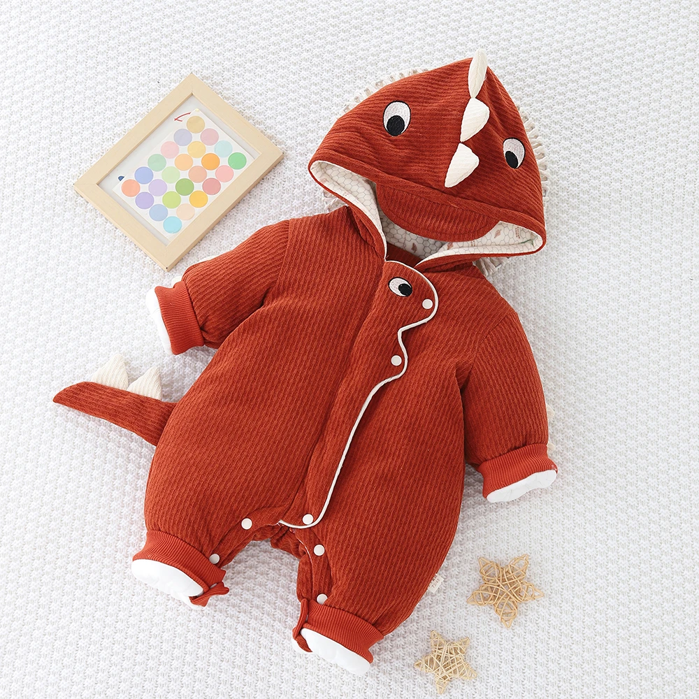 新生儿新款冬季男女宝宝棉服外出服连体衣哈衣爬服加厚加棉连帽