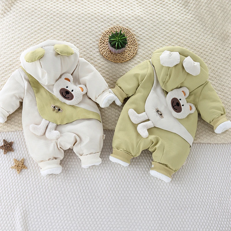 新生儿男女宝宝冬季连体衣哈衣加厚棉服外出爬服婴幼儿冬款婴儿