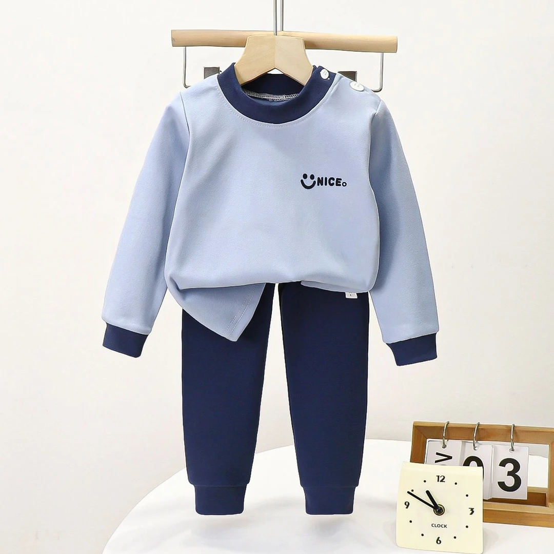 儿童保暖秋衣秋裤德绒套装男童女童秋冬款加厚中小童睡衣家居服