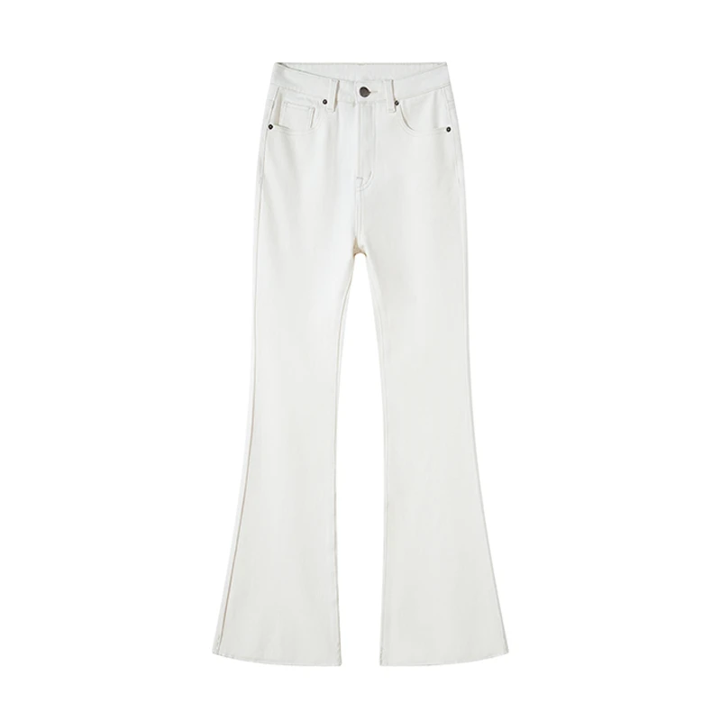 可裁剪微喇叭牛仔裤女高腰宽松四面弹2025春夏季款修身显瘦修身