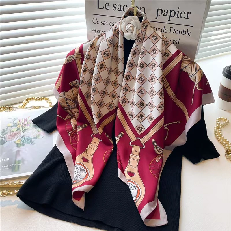 100新款百搭杭州丝绸丝巾90*90#2117