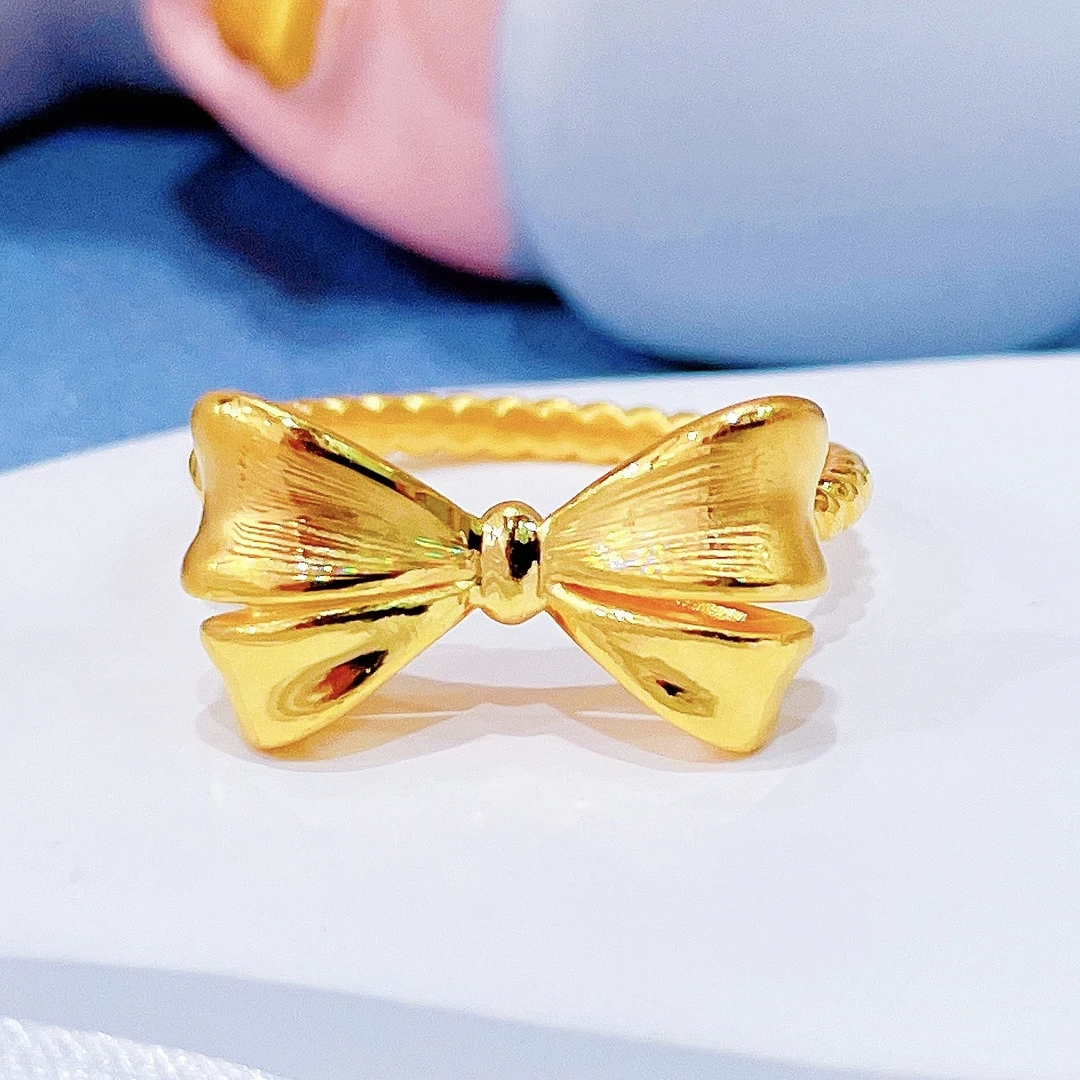 足金999黄金蝴蝶结戒指在逃公主时尚精美生日礼物情人节甜美礼物