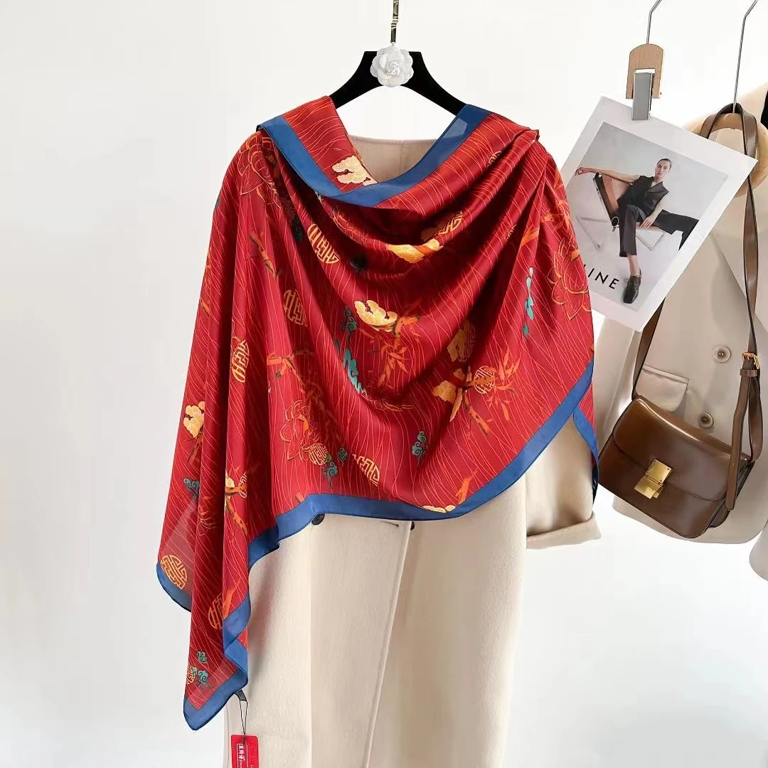 2-19  【双喜图】新款丽景段 时尚百搭气质丝巾披肩围巾90*180