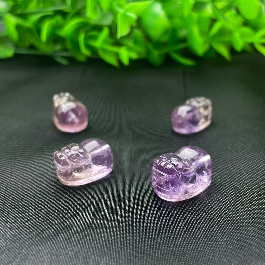 【萌宝饰品】A143天然紫水晶貔貅精雕 左右通孔款 简约百搭DIY配饰