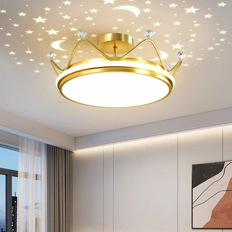 北欧卧室灯房间星光投影创意圆led吸顶灯书房灯现代简约轻奢灯具
