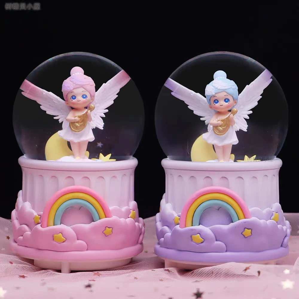 公主女孩水晶球音乐盒飘雪可爱女童八音发光摆件生日礼物套装礼盒