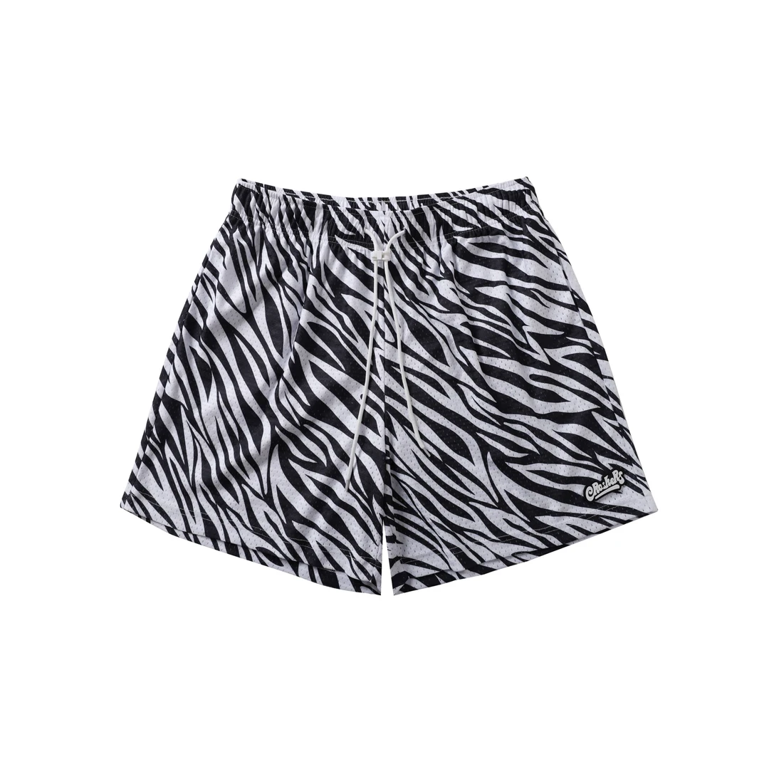 2024新款夏季美式复古健身时尚运动网眼速干豹纹篮球个性五分短裤