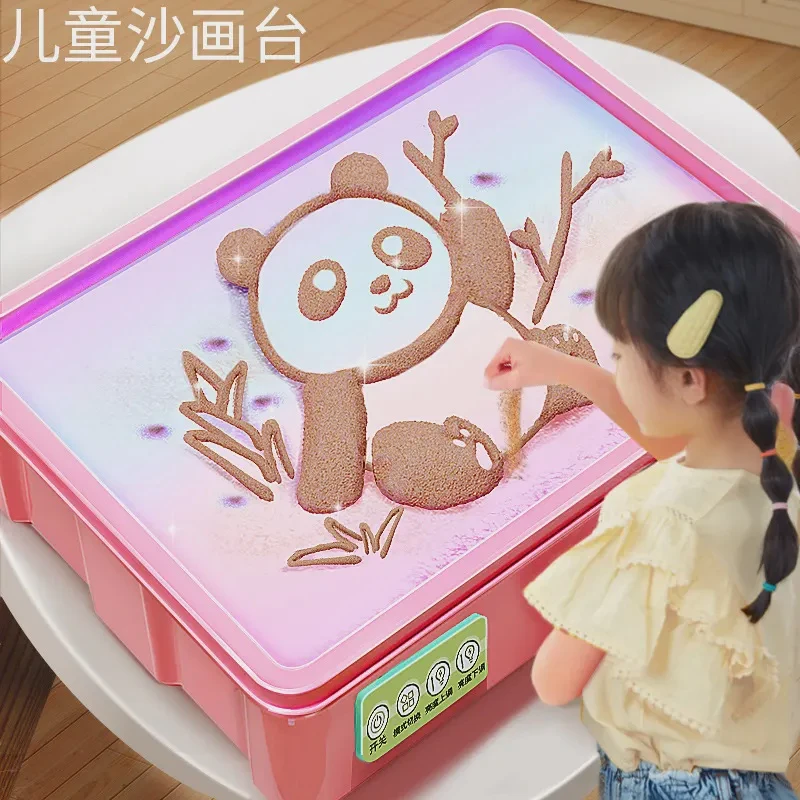 沙画儿童玩具女孩diy手工全套装彩沙台初学者刮刮沙画箱稳定艺术