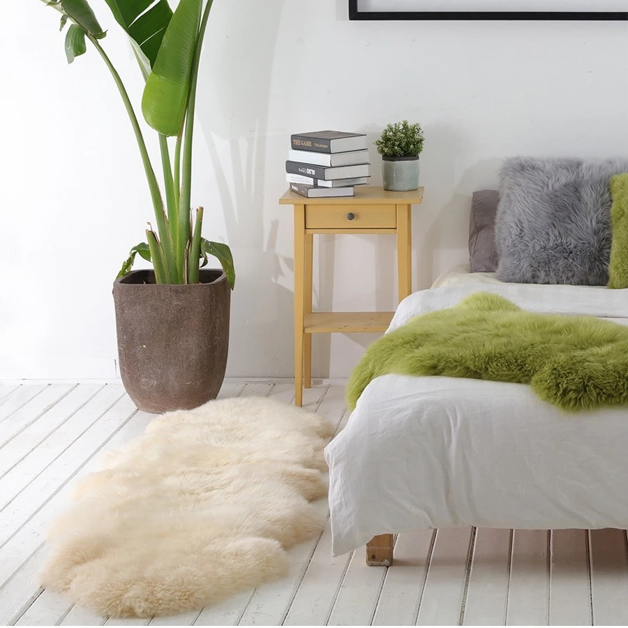 吉羊秋冬保暖整张豪华羊毛皮防潮防滑地毯沙发垫飘窗垫地毯床边毯