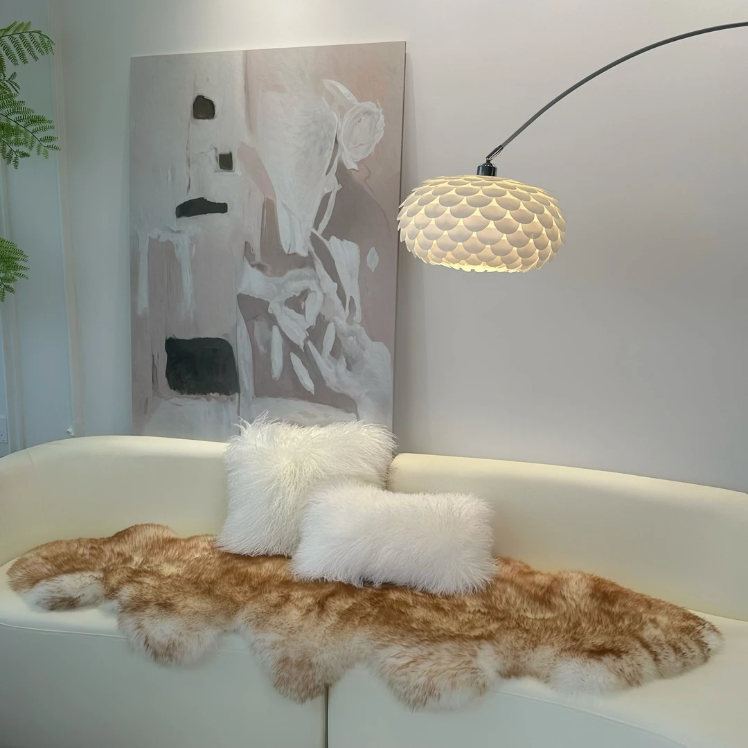 秋冬橘猫色轻奢级异形椅垫羊皮地毯爬毯摇椅毯飘窗毯坐垫绒毛毯