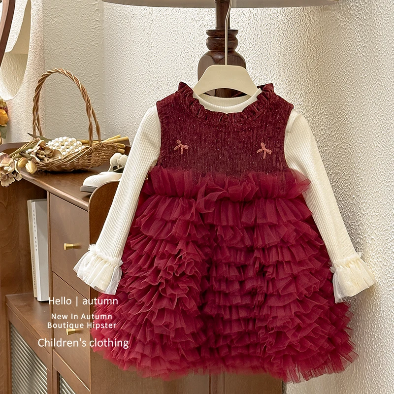 2024新款两件套女童连衣裙1-6岁长袖6-8岁高级感洛丽塔公主裙潮款