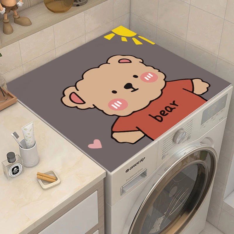 皮革滚筒洗衣机盖布防水防晒防尘罩冰箱微波炉床头柜免洗可擦垫子