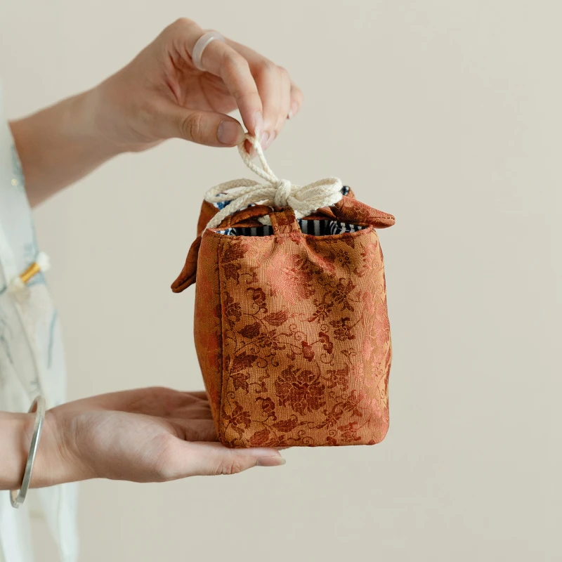 赞朴缠枝莲织锦茶艺茶具收纳袋茶壶快客杯主人杯布袋便携旅行布包