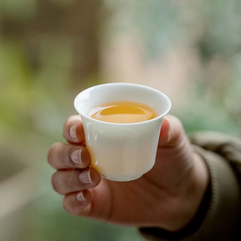 赞朴羊脂玉瓷茶杯家用德化品茗杯白瓷茶盏主人杯单杯功夫陶瓷杯