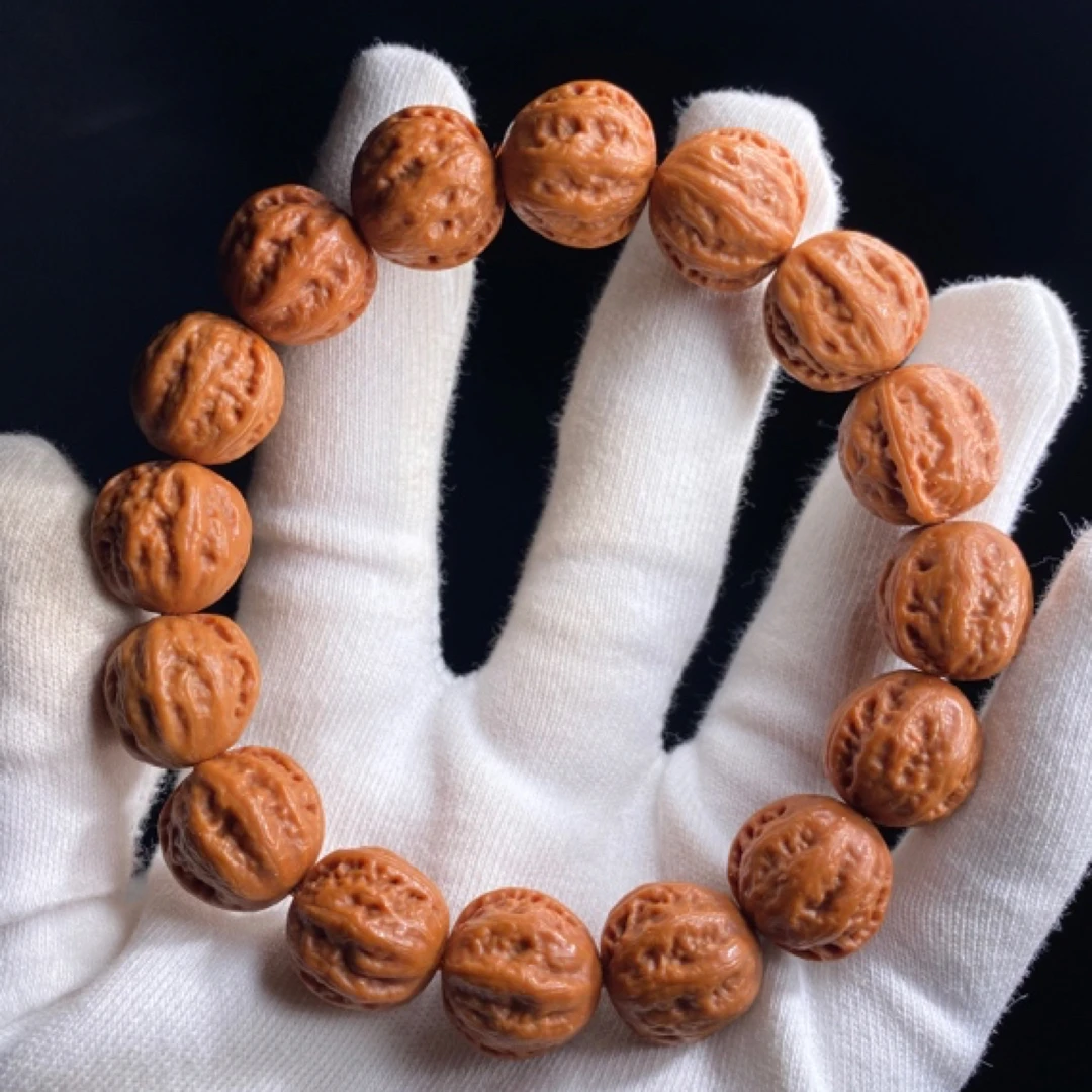 文玩核桃手串大耳朵龙脊京八棱手串正圆精品核桃串