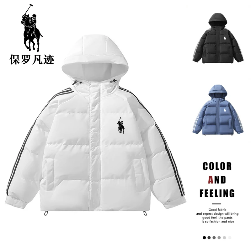 秋冬保暖加厚三条杠棉服外套男女冬季休闲运动棉衣面包服连帽外套