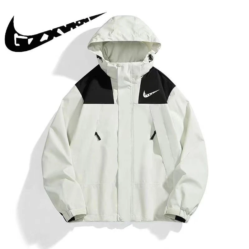 秋季冲锋衣户外休闲百搭连帽宽松潮流拼色日系ins夹克外套夹克青