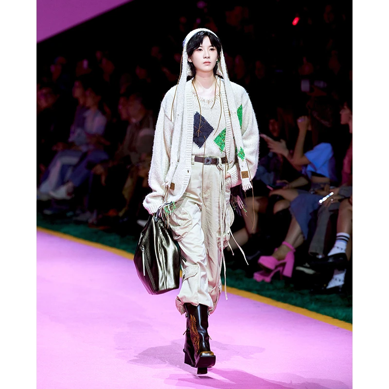 【秀款】DNT/韩火火 学院风菱格系绳流苏针织背心马甲宽松秋冬新