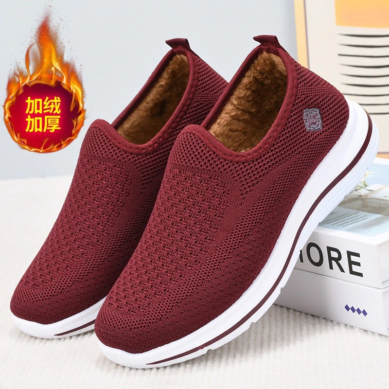 运动中老年妈妈鞋2023秋冬老北京棉靴加绒保暖一脚蹬棉鞋休闲加厚