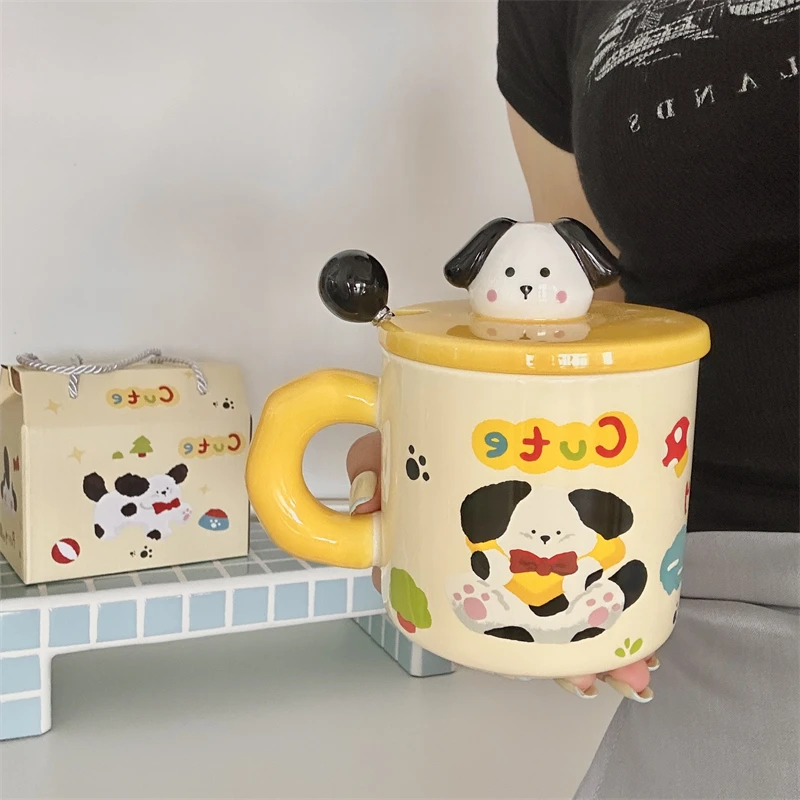 高颜值小狗杯少女心情侣杯可爱喝水杯陶瓷水杯送礼男女朋友礼品