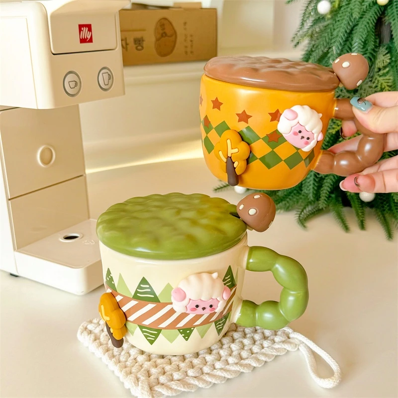 创意可爱马克杯卡通贴片磁吸DIY高颜值陶瓷水杯家用办公室咖啡杯