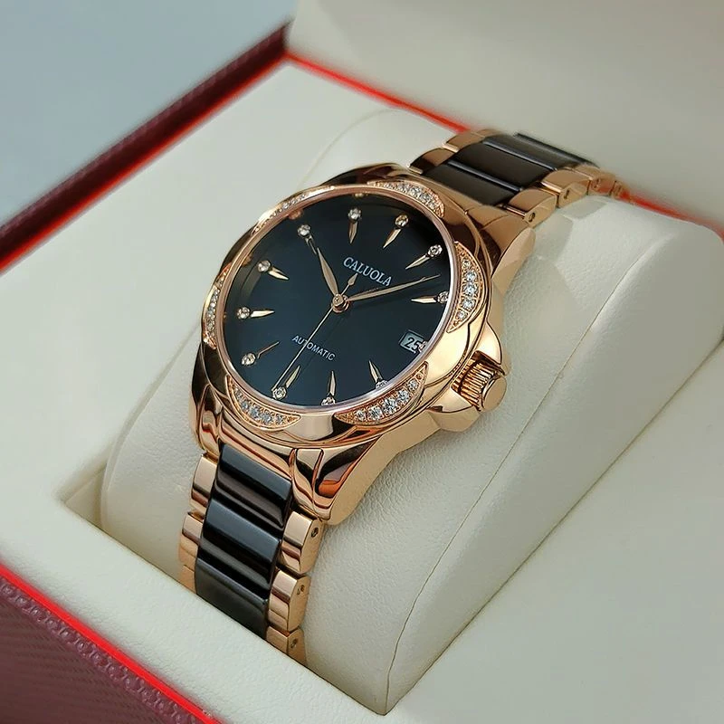 卡罗莱品牌气质奢华全自动机防水手表女小众韩系轻奢女士手表新款