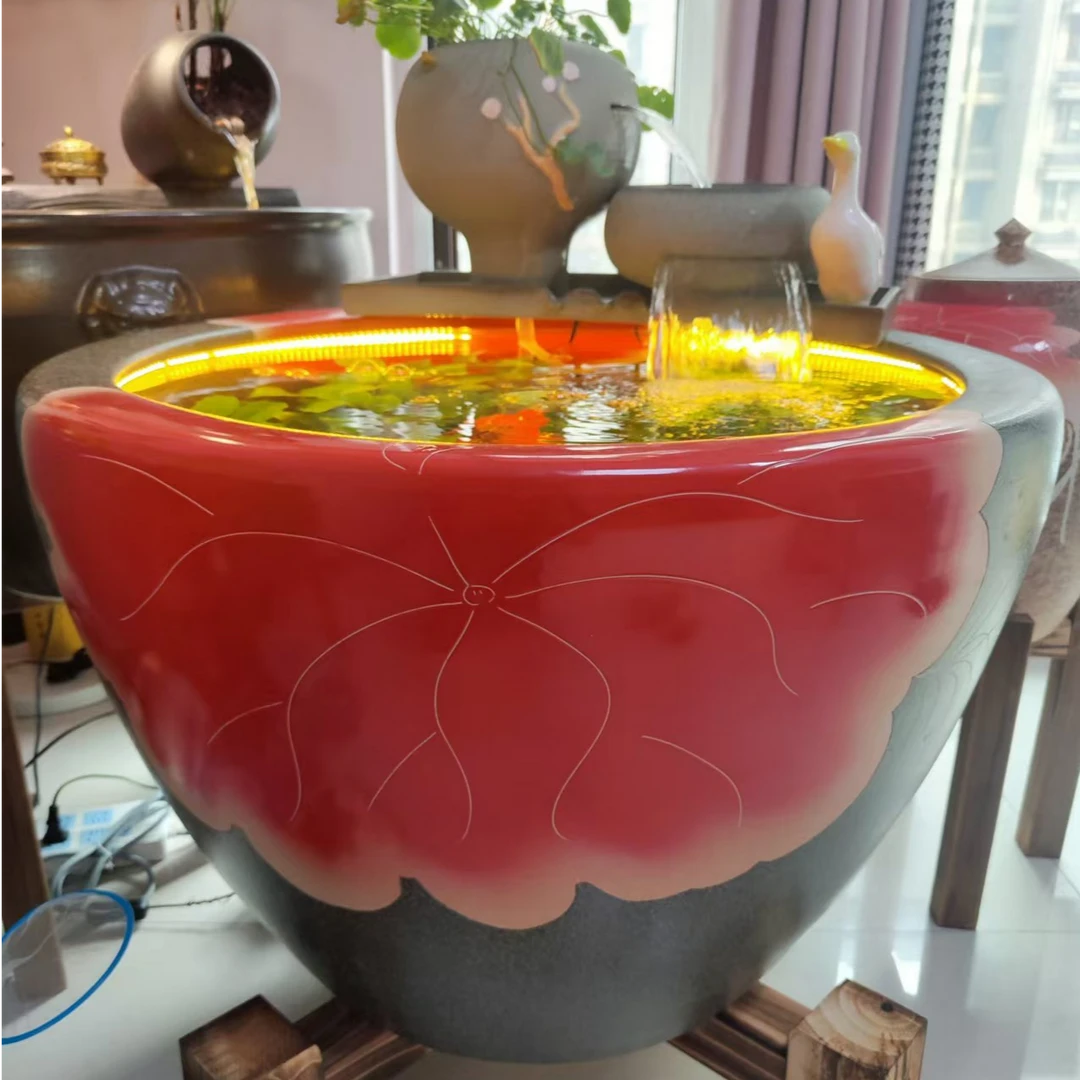 楚汉听香成套古法养鱼53缸流水含缸水草过滤材料灯带绿植