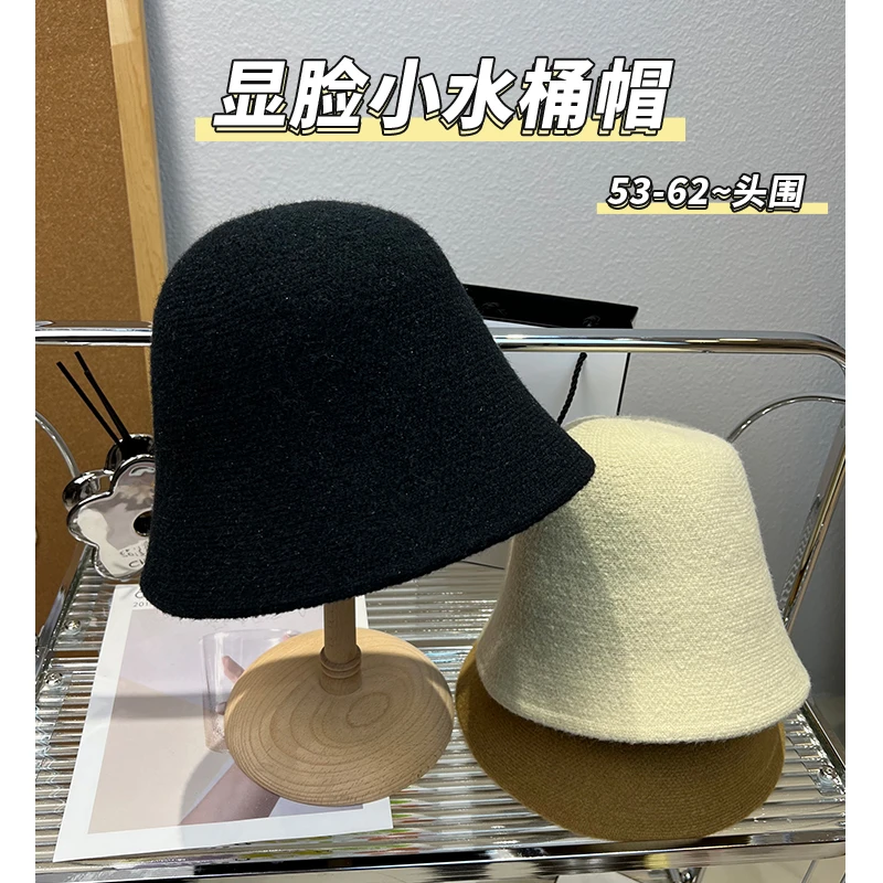 收腰A字版型54-62头围水桶帽大头围圆脸秋冬百搭毛呢水桶帽渔夫帽