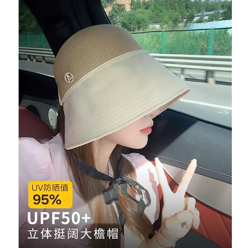 防晒遮阳帽女夏薄款防紫外线日系渔夫帽可折叠水桶帽大檐太阳帽子