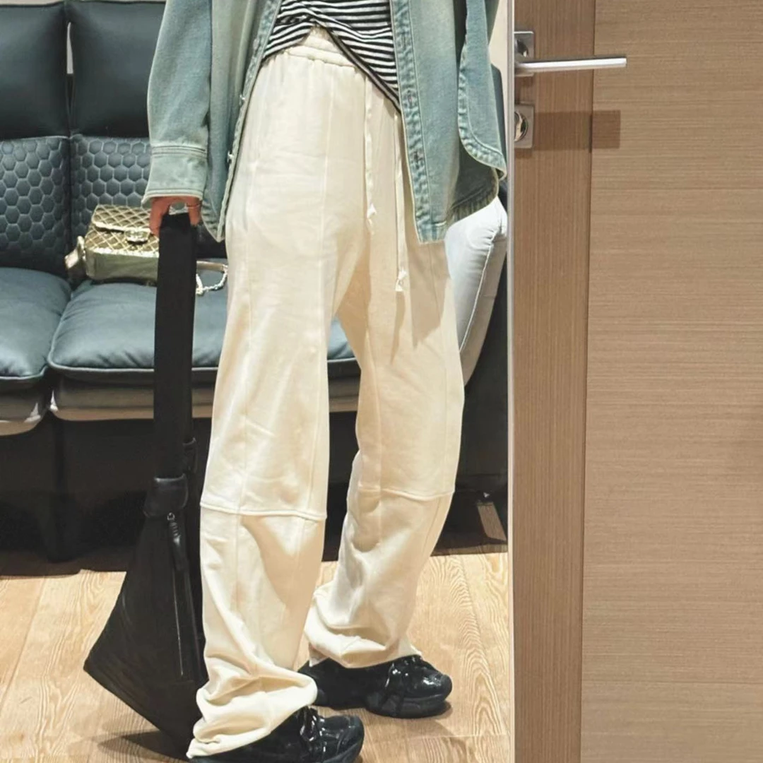 pp家 卷边卫裤可随意裁剪裤脚边十字棉质抽绳松紧高腰女士休闲裤