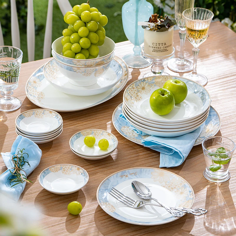 碗碟套装家用2023新款景德镇陶瓷餐具套装乔迁骨瓷轻奢吃饭碗盘筷