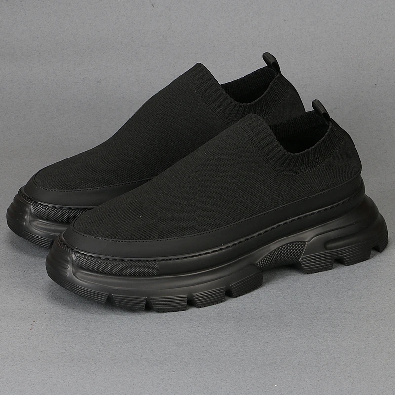 欧洲站男鞋新款休闲百搭透气飞织网布鞋厚底增高鞋韩版松糕老爹鞋